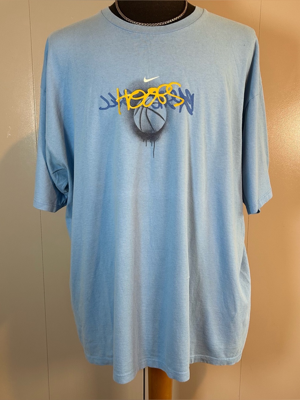 Y2K Nike Light Blue Basketball Hoops Streetwear Size XXL Graphic T-shirt